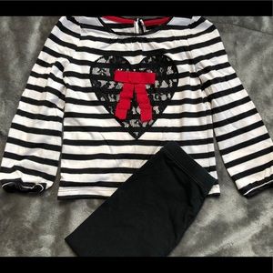 Cherokee Black Striped Heart Embellished Shirt 3T